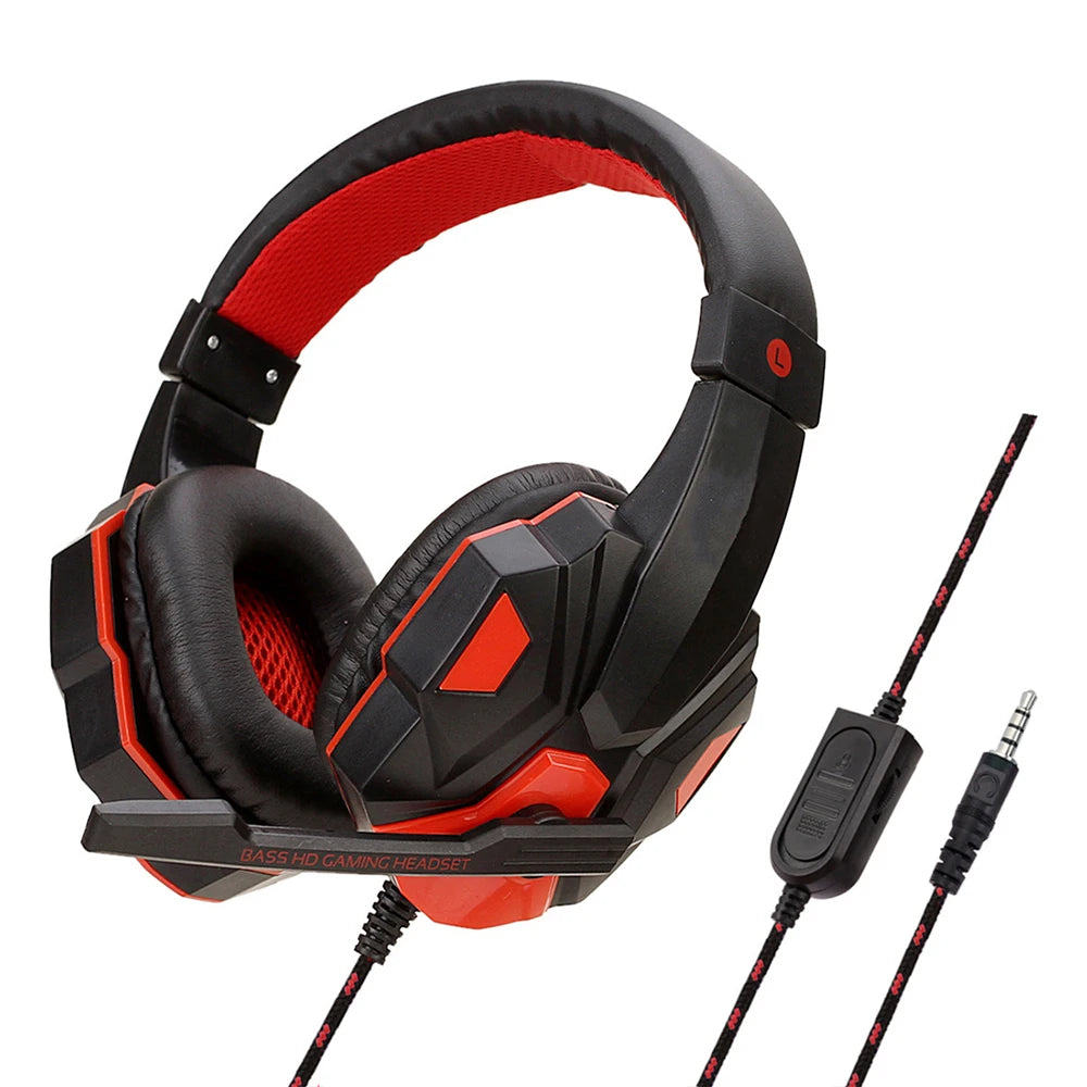 Gaming Headsets Over-Ear 3.5mm Wired Headphones Music Stereo Earphones With Adjustable Microphone For PS4 PS5 Laptop Computer PC
