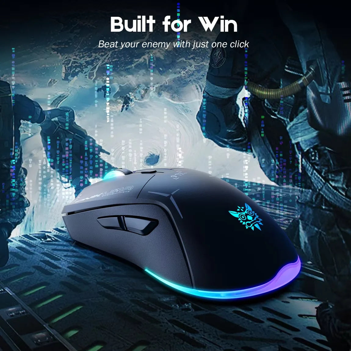 Onikuma Cw917 Wireless Gaming Mouse 6 Levels Adjustable 6400 Dpi 7 Programmable Buttons 7 Rgb Lighting Modes Ergonomic Mice for